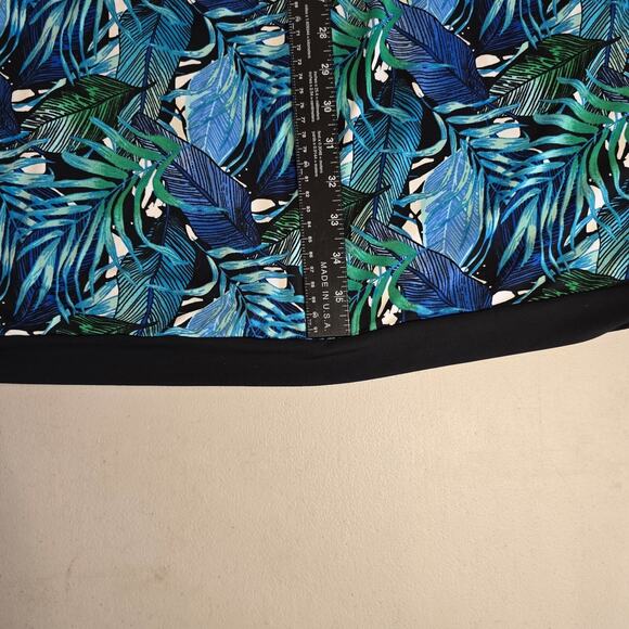 Cj Banks Skirt Women's 1X Blue Green Tropical Maxi Elastic Waist Side Slit - Picture 7 of 16